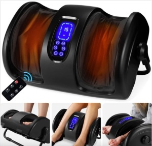 Reflexology Shiatsu Foot Massager w/ High-Intensity Rollers, Remote Control