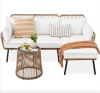 Rope Woven Sectional, L-Shape Sofa Set w/ Detachable Lounger, Table