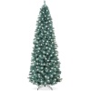 Pre-Lit Blue Spruce Pencil Christmas Tree w/ Metal Base, Incandescent Lights 9ft