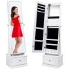 360 Swivel Mirrored Jewelry Cabinet Armoire w/ LED Lights, Mirror