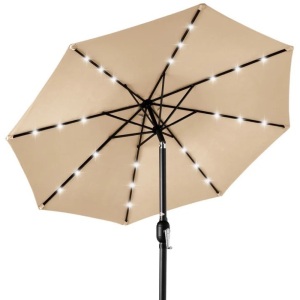 Solar LED Lighted Patio Umbrella w/ Tilt Adjustment, UV-Resistance - 10ft