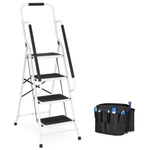 4-Step Portable Folding Ladder w/ Handrails, Attachable Tool Bag Previous