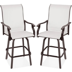 Set of 2 Swivel Barstools w/ 360 Rotation, All-Weather Mesh