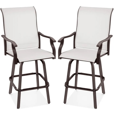 Set of 2 Swivel Barstools w/ 360 Rotation, All-Weather Mesh