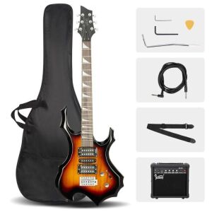 Glarry 37" Adult Electric Guitar Kit with Amp, Bag, Strap 