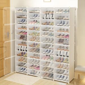 Loyalheartdy 96 Pair Plastic Shoe Rack Organizer, 12 Tier 