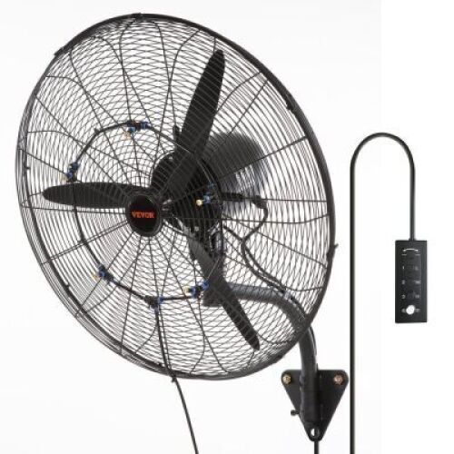 VEVOR Oscillating Wall-Mount Misting Fan, 24 Inch, 3-speed High Velocity Max. 7000 CFM, Waterproof&nbsp;
