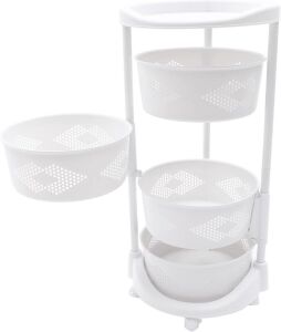 4-Tier Rotating Produce Storage Rack with Wheels