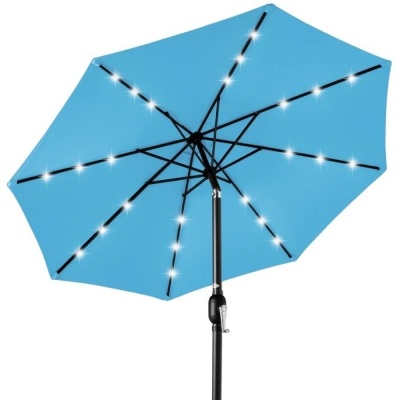 Solar LED Lighted Patio Umbrella w/ Tilt Adjustment, UV-Resistance - 10ft