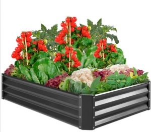 Outdoor Metal Raised Garden Bed for Vegetables, Flowers, Herbs - 6x3x1ft