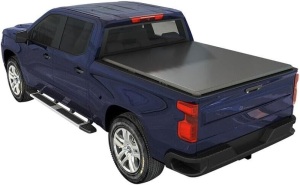 AMNIWDE 1pc 5.8ft Soft Top 4-Fold Folding Vinyl Tonneau Cover Truck Bed Tonneau Bed Cover Black CMTT82030