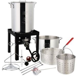 ROVSUN 30QT Turkey Fryer & 10QT Fish Fryer Kit with 55000BTU Propane Burner