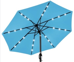 Solar LED Lighted Patio Umbrella w/ Tilt Adjustment, UV-Resistance - 10ft