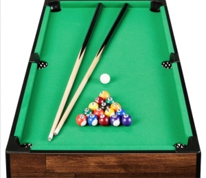 Tabletop Billiard Set, Pool Arcade Game Table w/ 2 Cues, Storage Bag - 40in