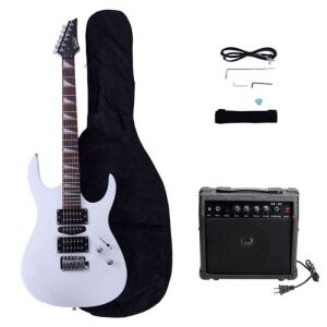 Glarry 170 Type Electric Guitar w/ 20W Amplifier White 