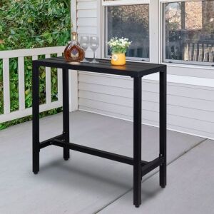 40-Inch Black Iron Outdoor Bar Table 