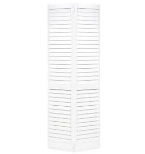 2 Closet Doors, Bi-fold, Louver Louver Plantation Primed White-cosmetic damage, 1"x 36"x 78"