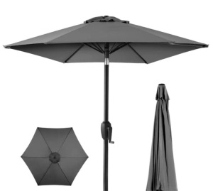 Outdoor Market Patio Umbrella w/ Push Button Tilt, Crank Lift - 7.5ft