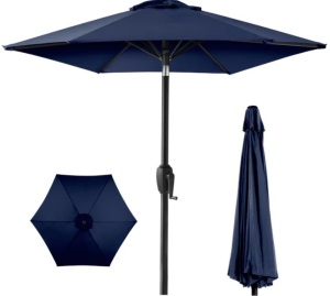 Outdoor Market Patio Umbrella w/ Push Button Tilt, Crank Lift - 7.5ft