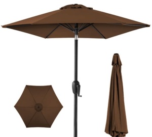 Outdoor Market Patio Umbrella w/ Push Button Tilt, Crank Lift - 7.5ft