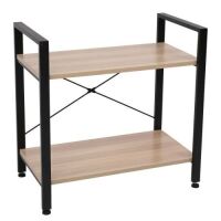 2-Tier Wood Side End Table w/ Metal Frame