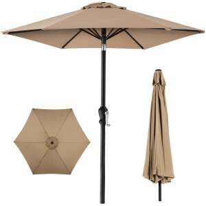 Outdoor Steel Market Patio Umbrella Decoration w/ Tilt, Crank Lift