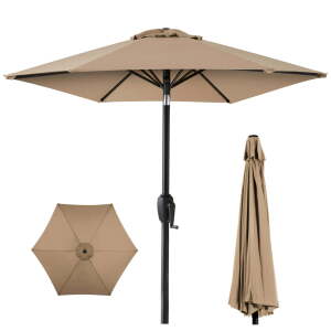 Outdoor Market Patio Umbrella w/ Push Button Tilt, Crank Lift 