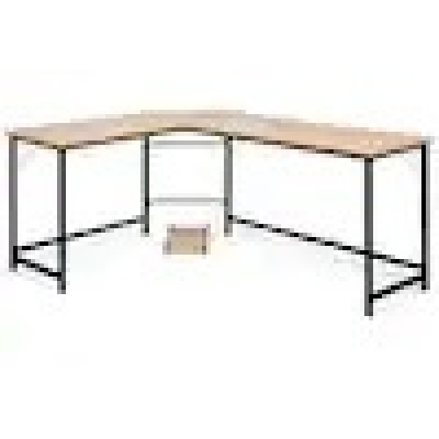 Natural L-Shaped 66 in. Computer Desk Corner Workstation Study Gaming Table Home Office 