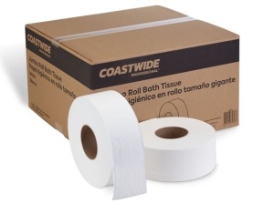 Coastwide Professional Jumbo Toilet Paper, Heavy 1-ply, White, 1000 ft./Roll, 12 Rolls/Carton