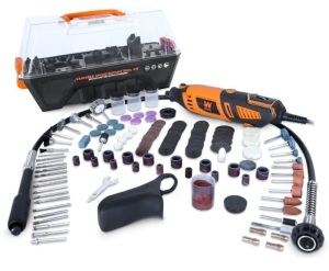 WEN 23190 1.3-Amp Variable Speed Steady-Grip Rotary Tool with 190-Piece Accessory Kit, Flex Shaft, and Carrying Case