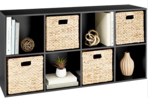 8-Cube Bookshelf, 11in Storage Display w/ Removable Panels, Customizable