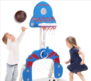 3-in-1 Toddler Basketball Hoop Sports Activity Center Play Set