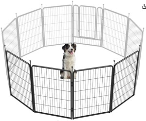 FXW Rollick Dog Playpen Designed for Camping, Yard, 40" Height for Small/Medium Dogs, 6 Panels-black