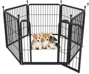 FXW Rollick Dog Playpen, 24" Height for Puppies/Small Dogs, 6 Panels-white