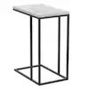 Accent Table Marble Black Metal C-Shaped 19L