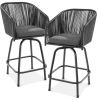 Swivel Wicker Outdoor Bar Stool with Cushions (2-Pack)