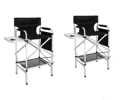 Lot of (2) Omysalon 31in Tall Directors Chairs. One has damaged side tray