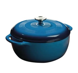 Lodge Enamelware 6 qt. Round Cast Iron Dutch Oven in Blue with Lid