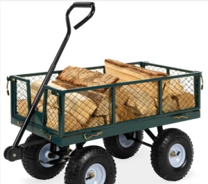 Steel Garden Utility Cart Wagon w/ 400lb Capacity, Removable Sides, Handle