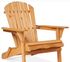 Folding Wooden Adirondack Chair, Accent Furniture w/ Natural Woodgrain