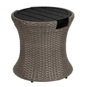 Hampton Bay 20.08 in. Fairlane Black Wicker Outdoor Side Table