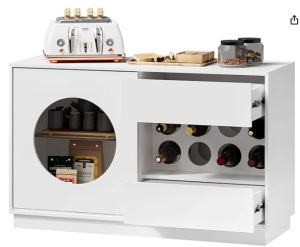 Wine Bar Cabinet for Alcohol and Glasses, Buffet Cabinet with Storage