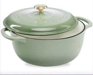 Cast-Iron Dutch Oven Kitchen Cookware w/ Enamel, Handles - 6qt