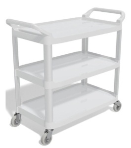 Staples 3-Shelf Plastic Utility Cart with Wheels Gray 