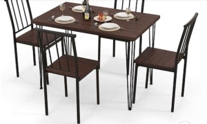 5-Piece Dining Table Set forSmall Space Kitchen Table Set for 4 Walnut