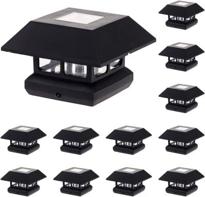 GreenLighting Veranda Solar Post Cap Lights fits 4x4 Nominal Wood, 12 Pack 