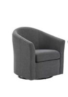 Gray Linen Upholstered 360&deg; Swivel Barrel Accent Armchair