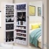 AOOU 6 LED Mirror Jewelry Cabinet 47.3"H Lockable Wall/Door Mounted - Appears New
