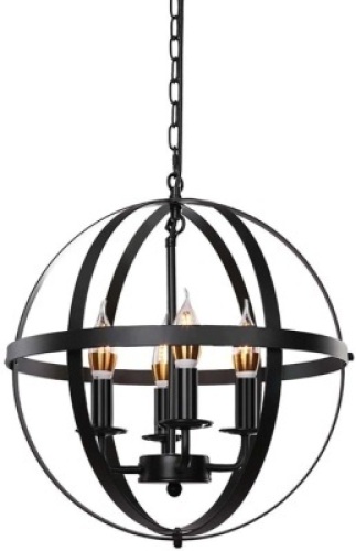 4-Light 15.8" Rustic Farmhouse Pendant Chandelier with Industrial Metal Spherical Shade - Appears New&nbsp;