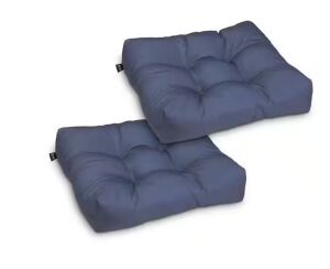 Classic Navy 19 in. L x 19 in. W x 5 in. Thick Square Patio Seat Cushion, 2 Pack 